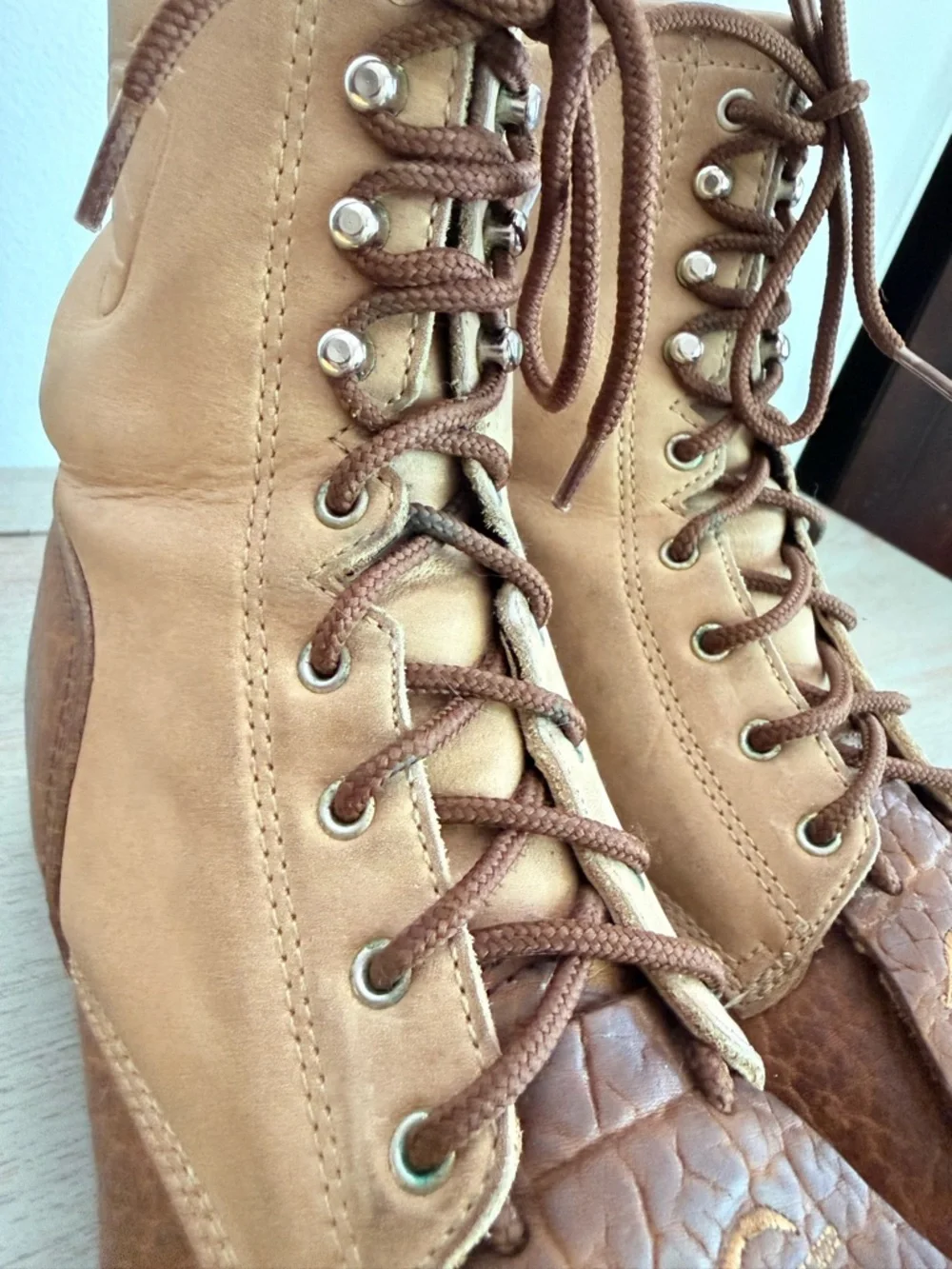 Vintage Ariat 2056 A2 Competitor Heritage Laced Boots Two Tone Kiltie Mens 7.5